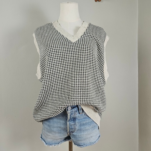 Other - Payne Stewart Houndstooth Sweater Vest Sz L Black Ivory V-Neck Golf